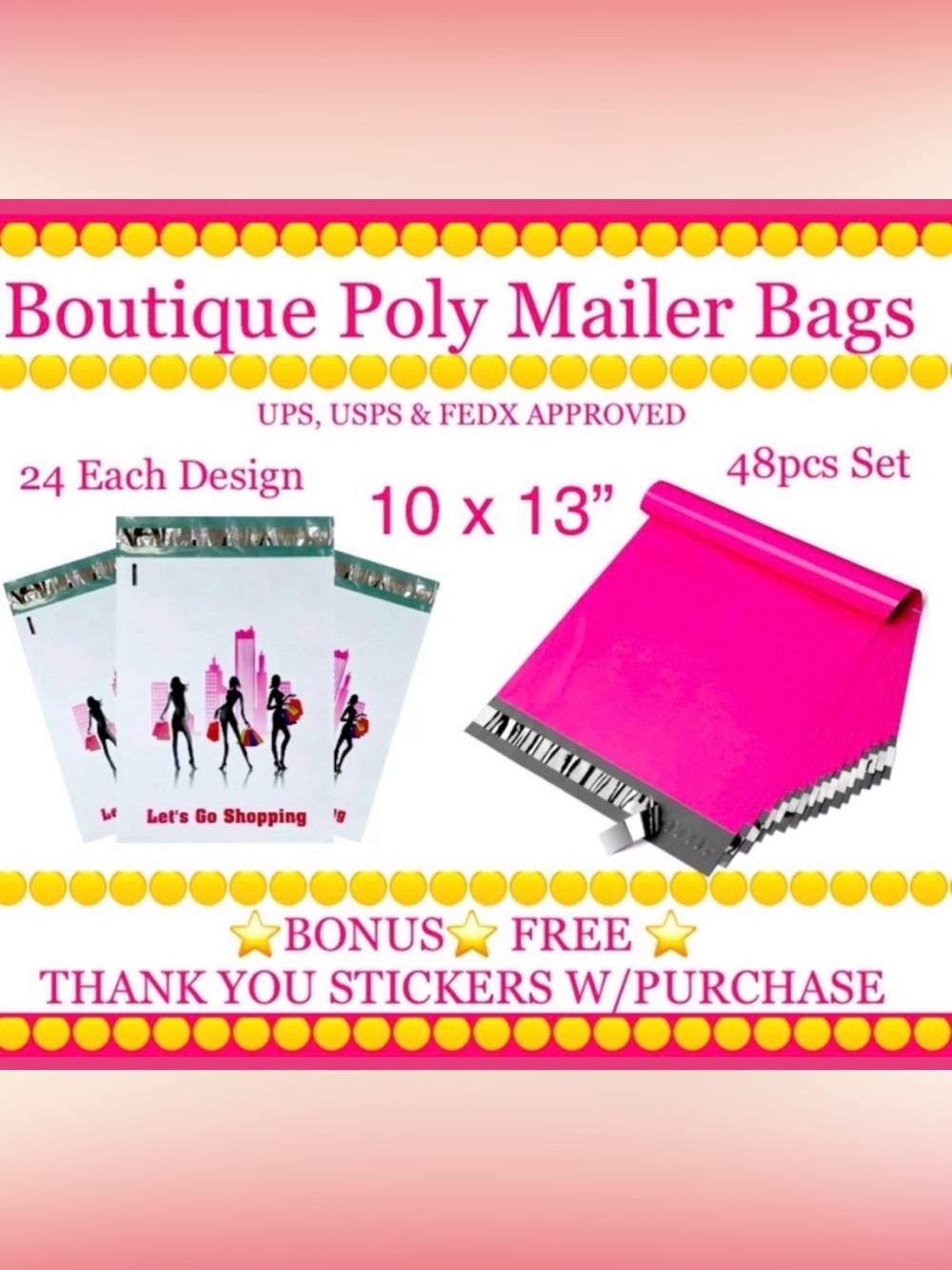 48pcs 10x13” Poly Mailer Bag Bundle⭐️🆕⭐️
⭐️BONUS⭐️48ct  Free Thank You Stickers